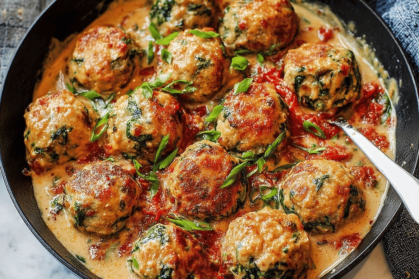 Creamy Spinach Turkey Meatballs
