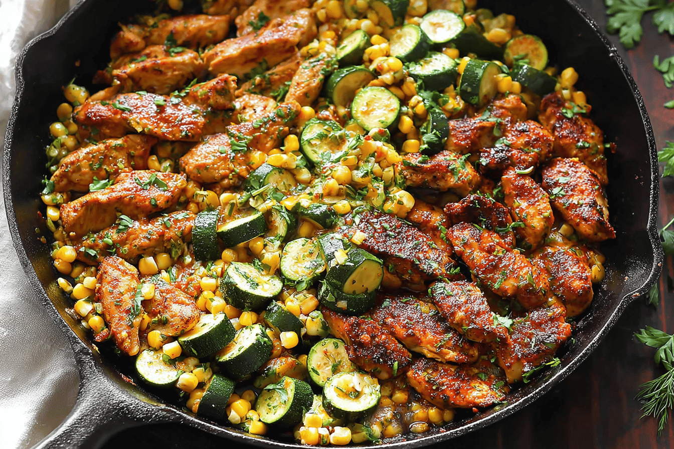 Garlic Butter Chicken with Zucchini and Corn - One-Pan, 30-Minute Meal