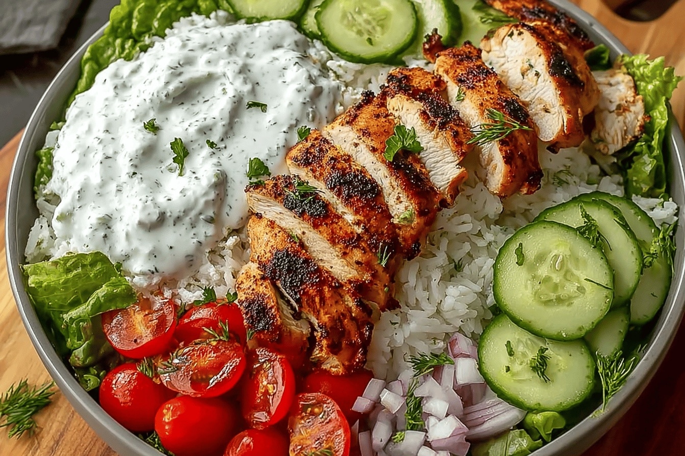 Loaded Grilled Chicken Tzatziki Bowl – Simple & Irresistible Dinner