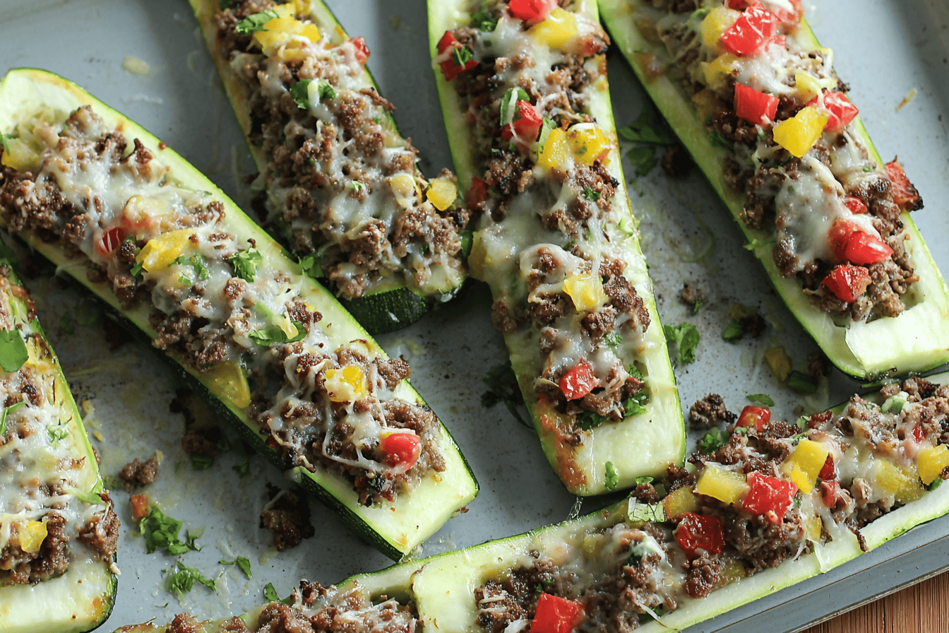 Meaty Stuffed Zucchini Boats