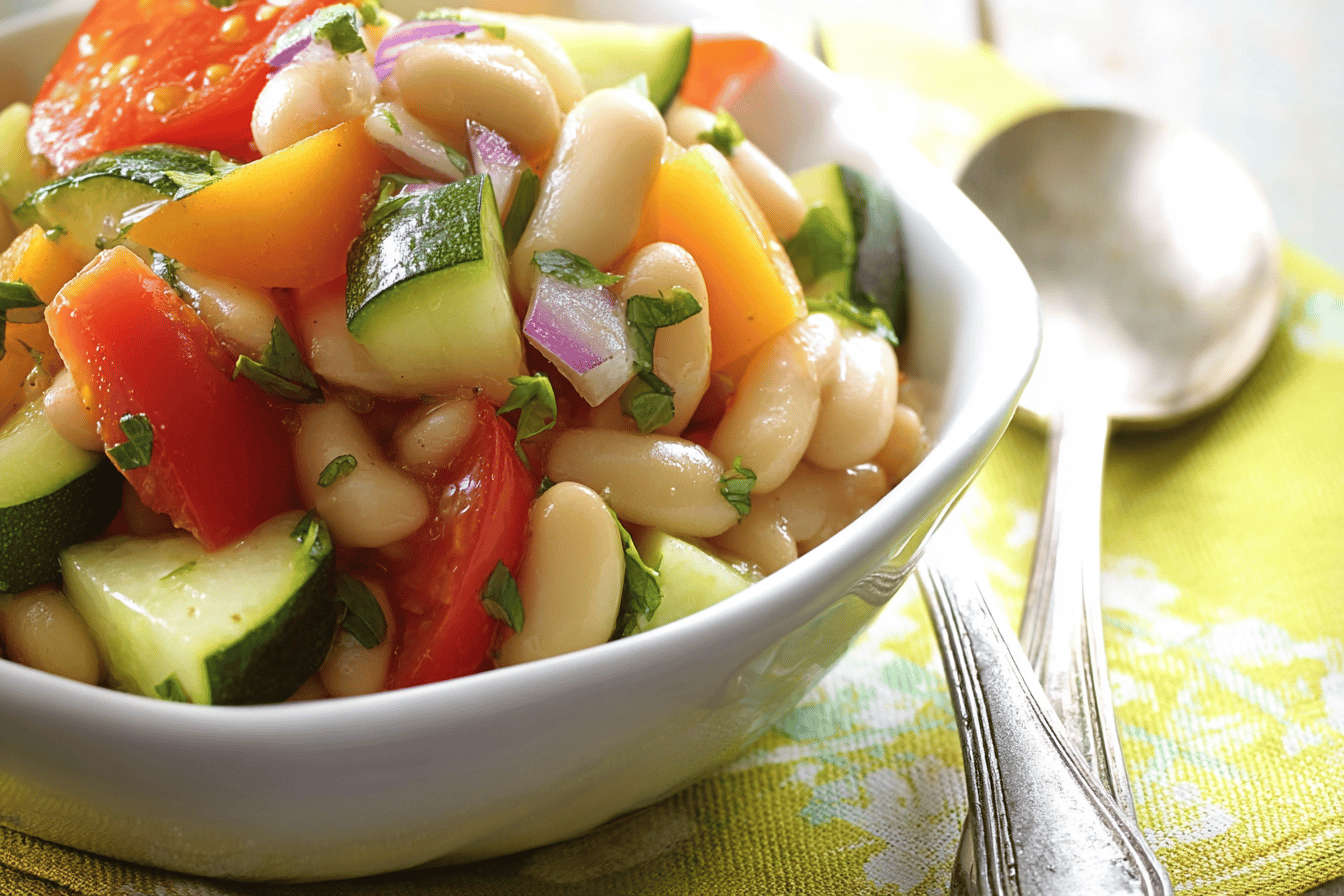 White Bean Zucchini Basil Salad