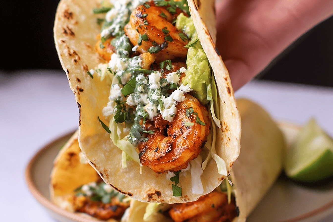 Cilantro Lime Shrimp Tacos with Creamy Slaw