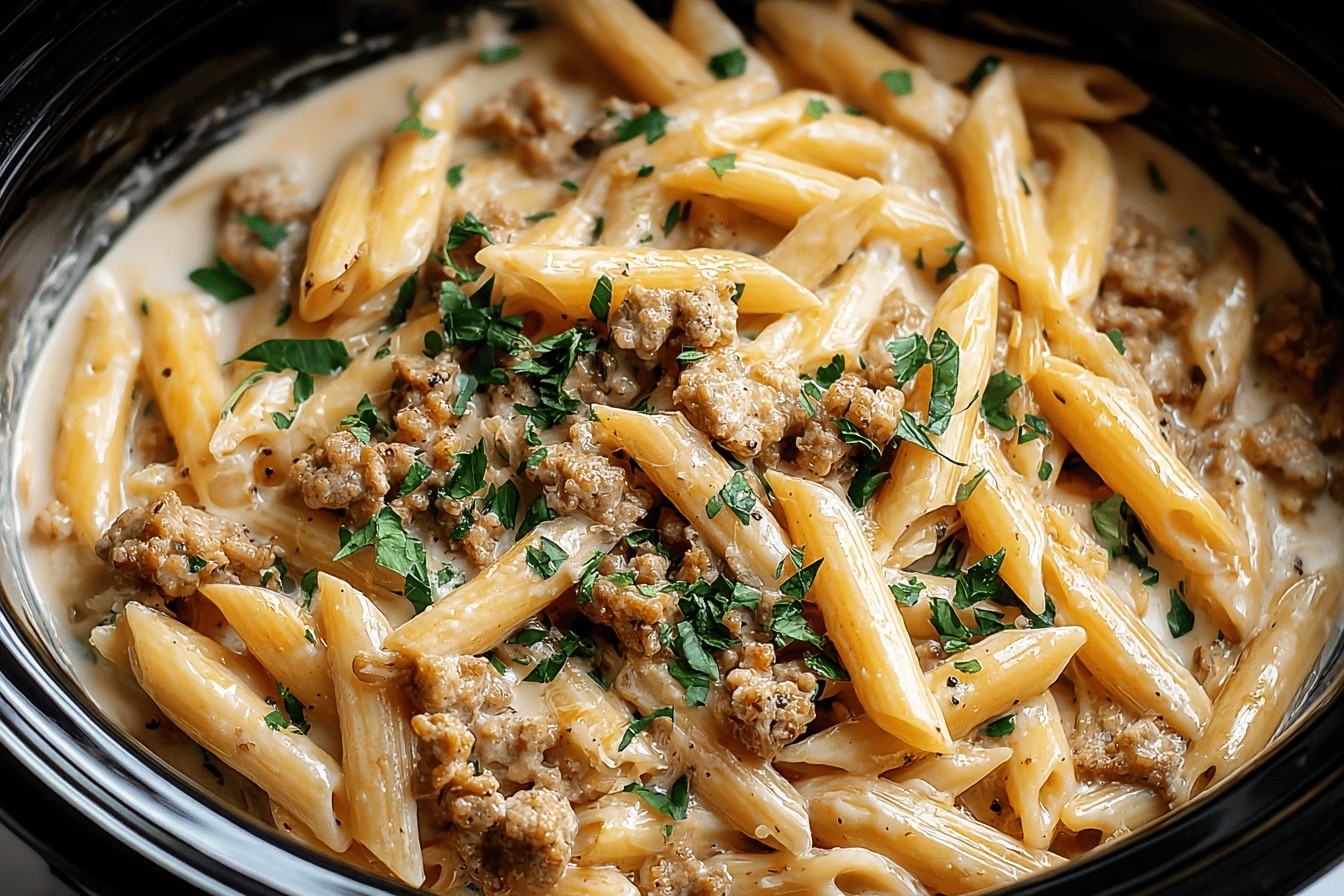 Crockpot Creamy Sausage Pasta
