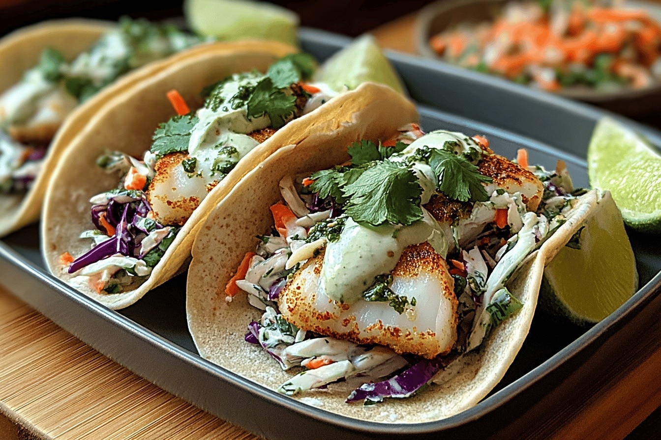 Easy Fish Tacos with Cilantro Lime Slaw