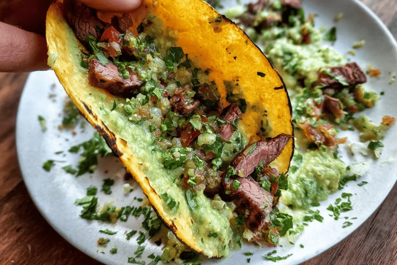 Grilled Steak Tacos with Avocado Salsa