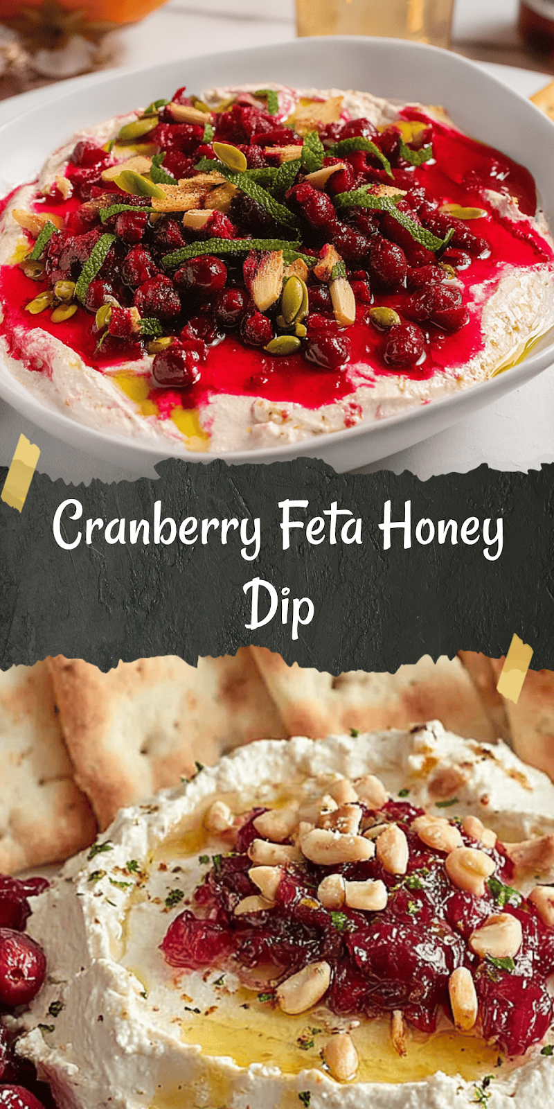 Cranberry Whipped Feta Dip with Hot Honey Drizzle