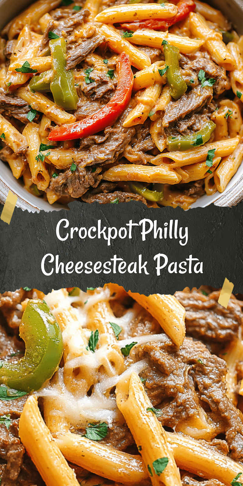 Crockpot Philly Cheesesteak Pasta