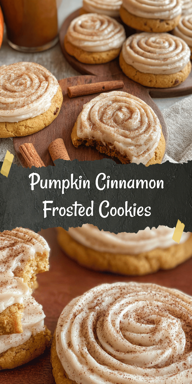 Soft Pumpkin Cookies with Cinnamon Frosting