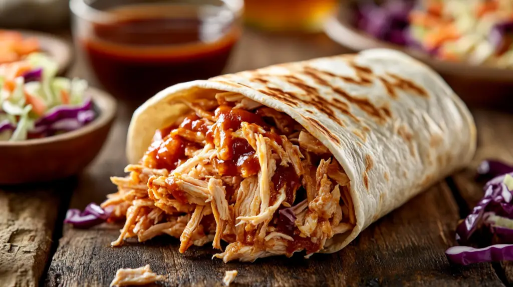 Carolina Pulled Chicken Wraps with Tangy Slaw - Southern Flavor