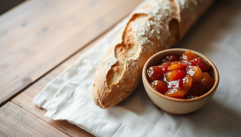 Baguette fraîche avec confiture maison