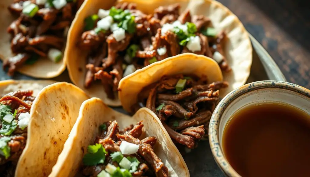 Birria Tacos with Consommé Dipping Sauce