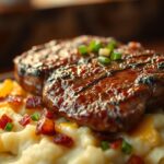 Garlic Butter Steak with Loaded Mashed Potatoes