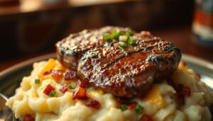 Garlic Butter Steak with Loaded Mashed Potatoes