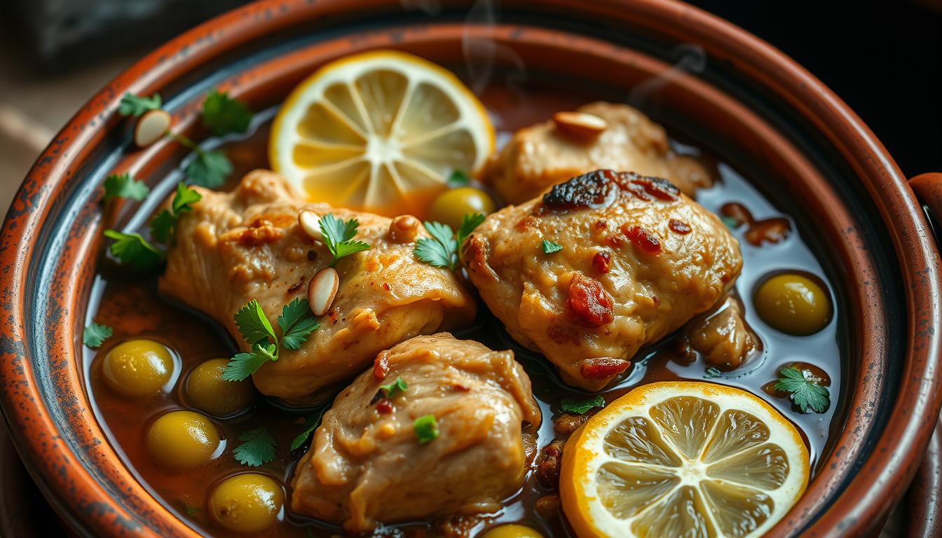 Tajine de poulet aux olives et citron