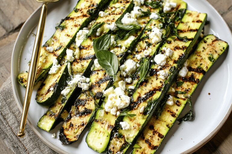 Easy Grilled Zucchini with Goat Cheese, Basil & Honey
