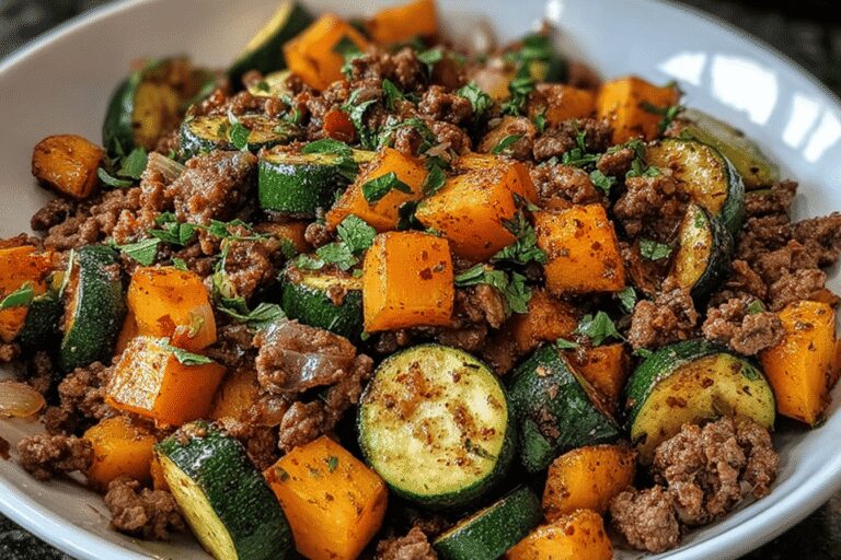 Amazing Ground Beef Zucchini Sweet Potato Skillet Recipe