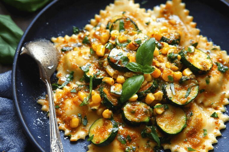 Genius 30-Minute Ravioli with Corn & Zucchini Sauce