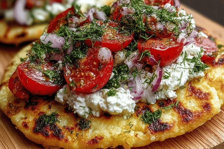 Viral Loaded Mediterranean Flatbread with Creamy Whipped Feta – Healthy & Quick!