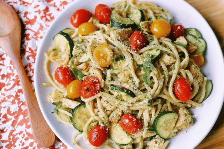 Amazing Parmesan Zucchini Tomato Chicken Spaghetti Recipe – Cozy & Perfect for Weeknights