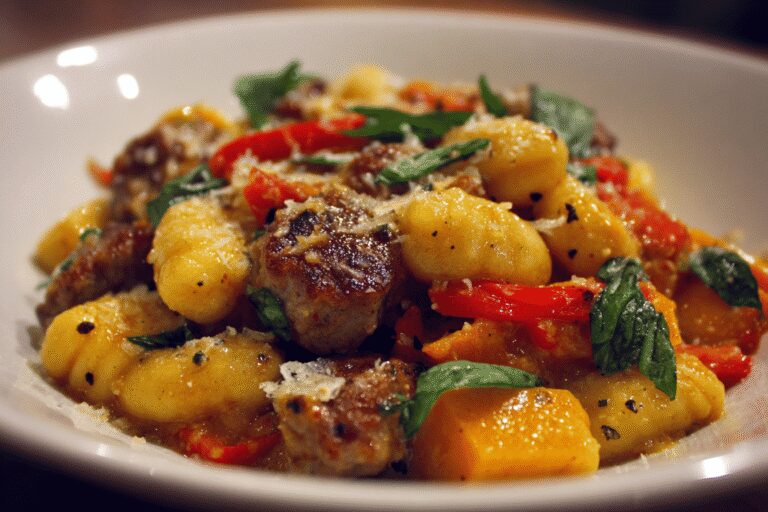 Easy Creamy Butternut Squash Gnocchi with Sausage | Cozy Dinner Recipe