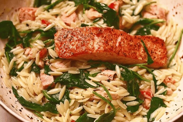 Best Creamy Salmon and Spinach Orzo Dinner – Cozy & Family-Approved