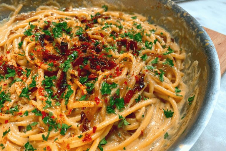 Best Creamy Vegan Caramelized Onion Pasta for a Cozy Dinner