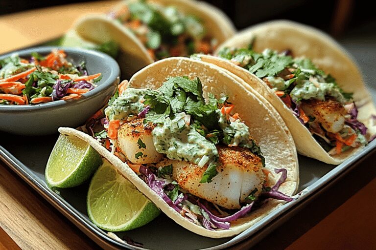 Easy Fish Tacos with Cilantro Lime Slaw – Healthy Dinner Recipe