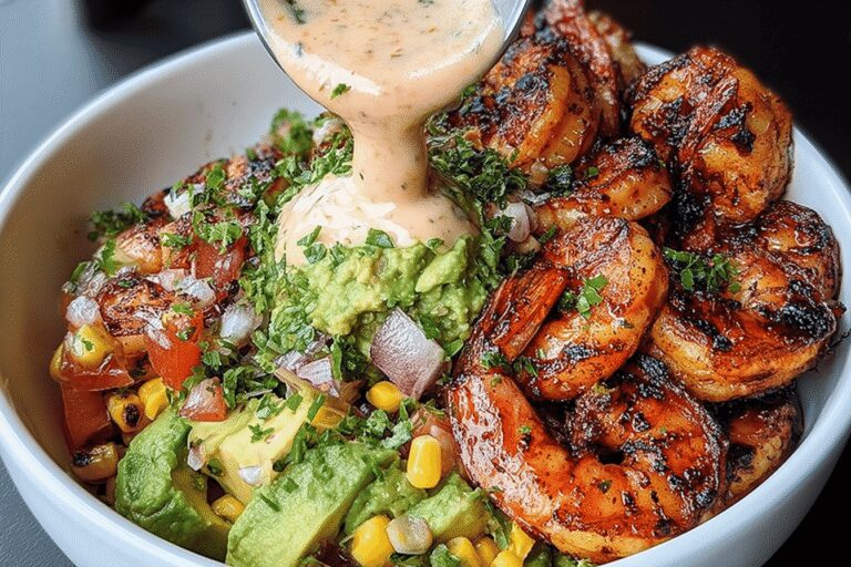 Best Healthy Grilled Shrimp Bowl with Avocado & Corn Salsa for Dinner