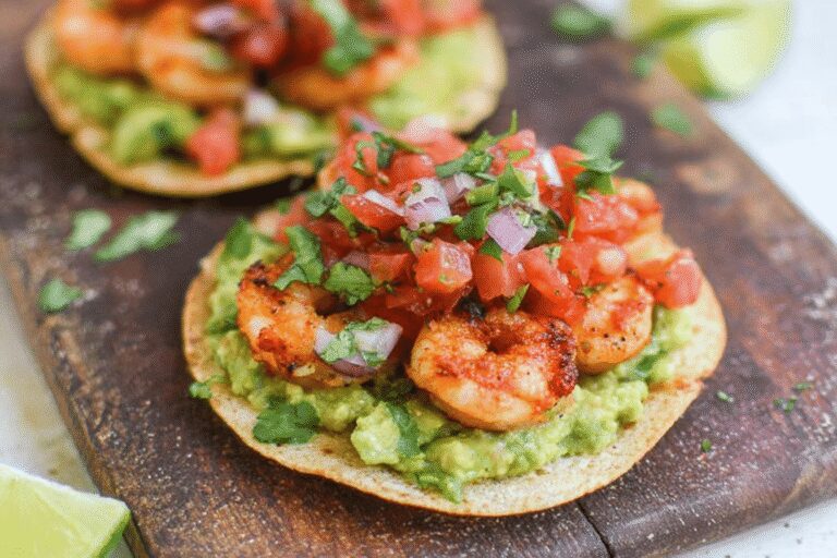 Easy Grilled Shrimp Tostadas with Guacamole & Pico de Gallo – Perfect Lunch