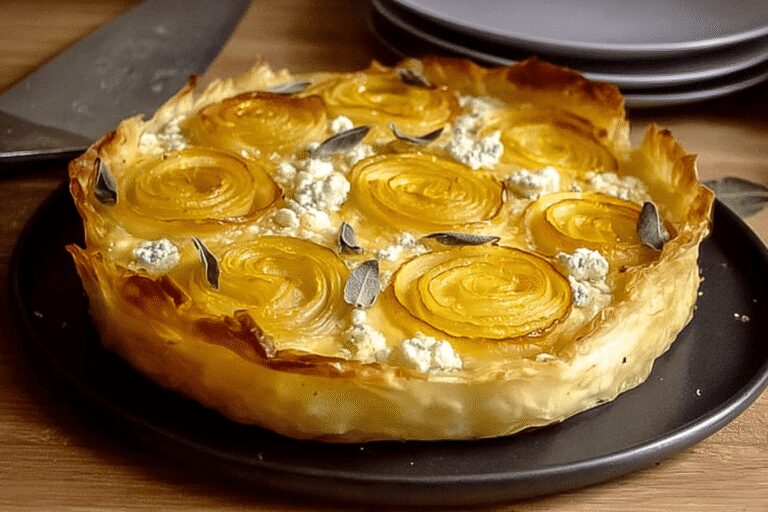 Cozy Caramelized Onion & Roasted Pumpkin Tart with Gorgonzola for Lunch