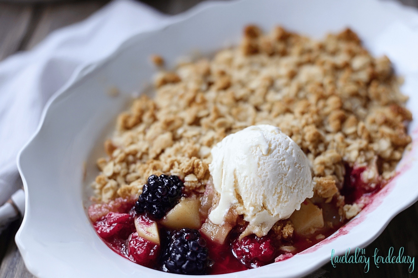apple blackberry crumble dessert recipe photo