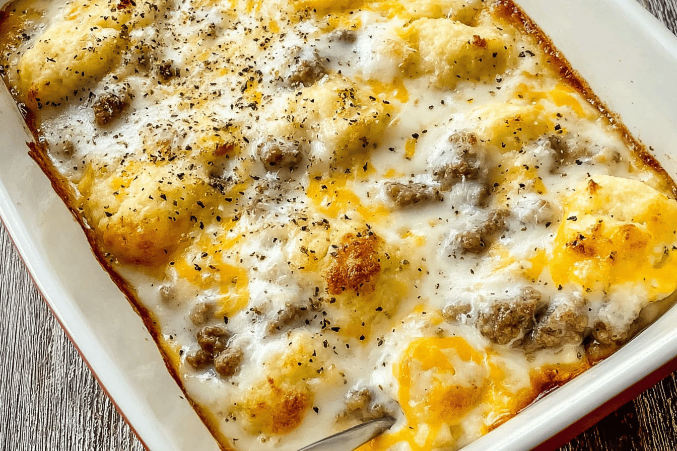 biscuit gravy casserole breakfast recipe photo