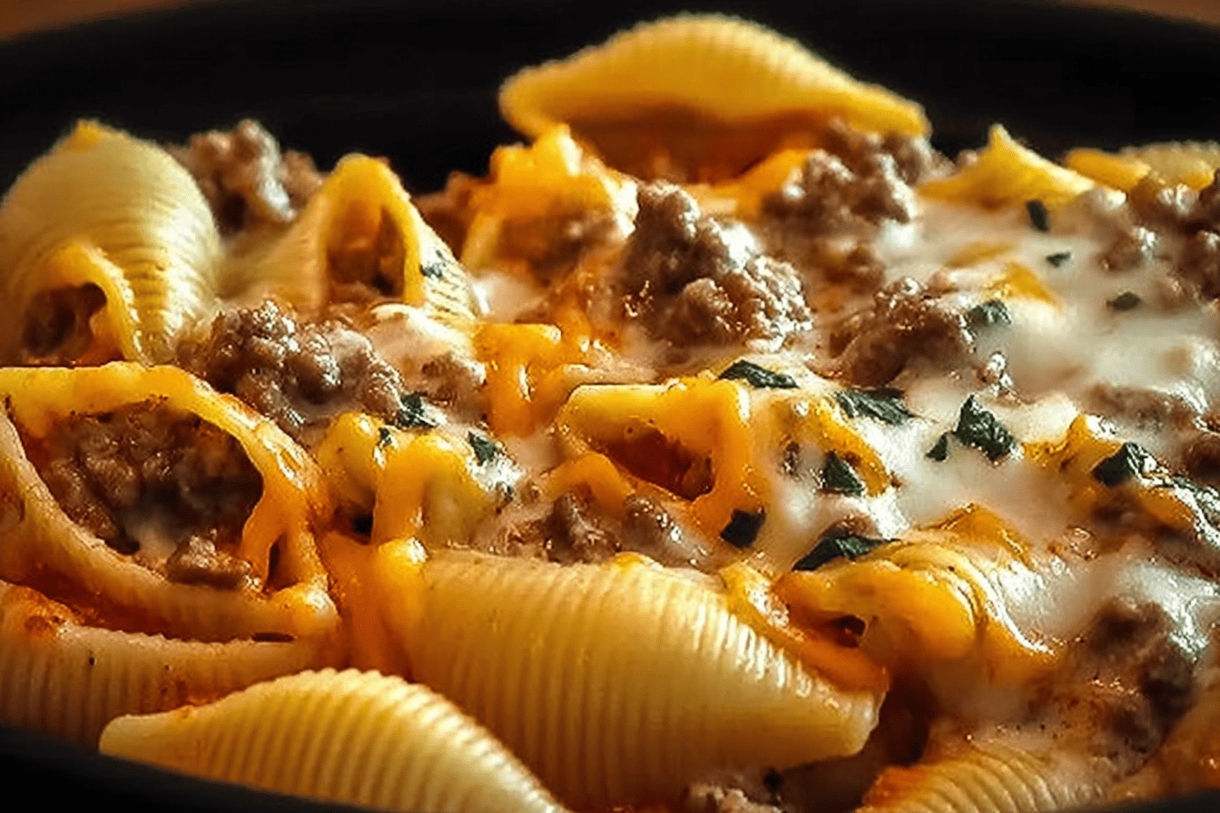 crockpot ranch beef pasta shells dinner recipe photo