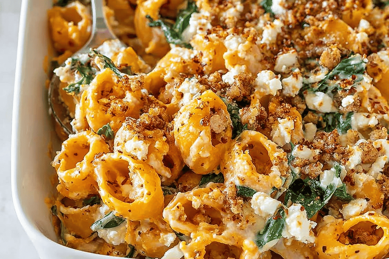 pumpkin pasta feta dinner recipe photo