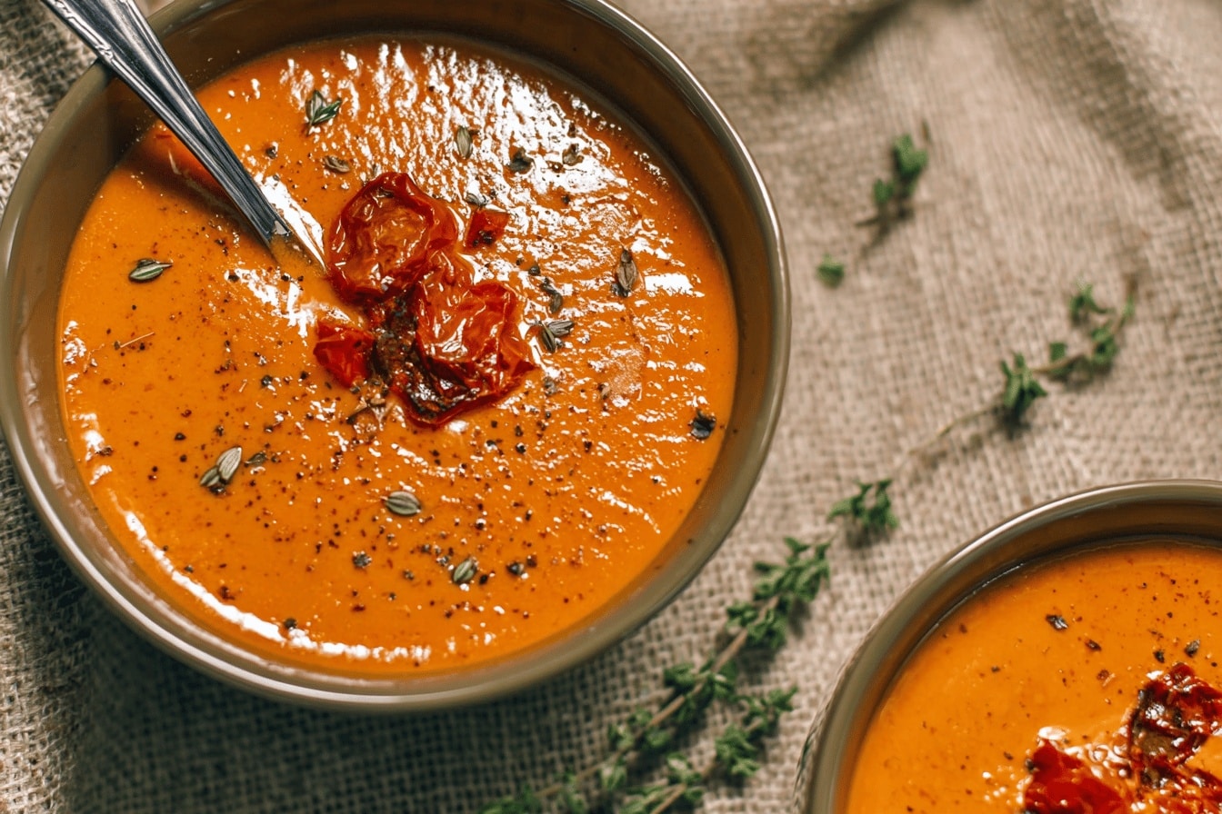 roasted garlic tomato soup soup recipe photo