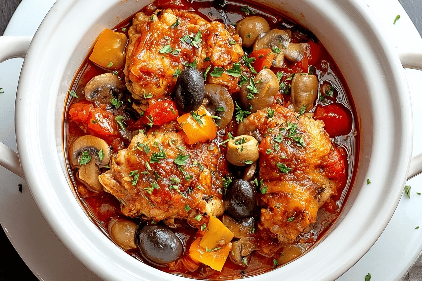 slow cooker chicken cacciatore dinner recipe photo