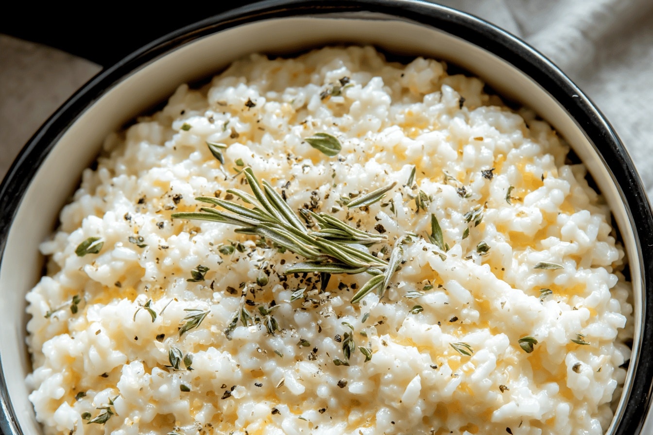 slow cooker garlic parmesan risotto dinner recipe photo