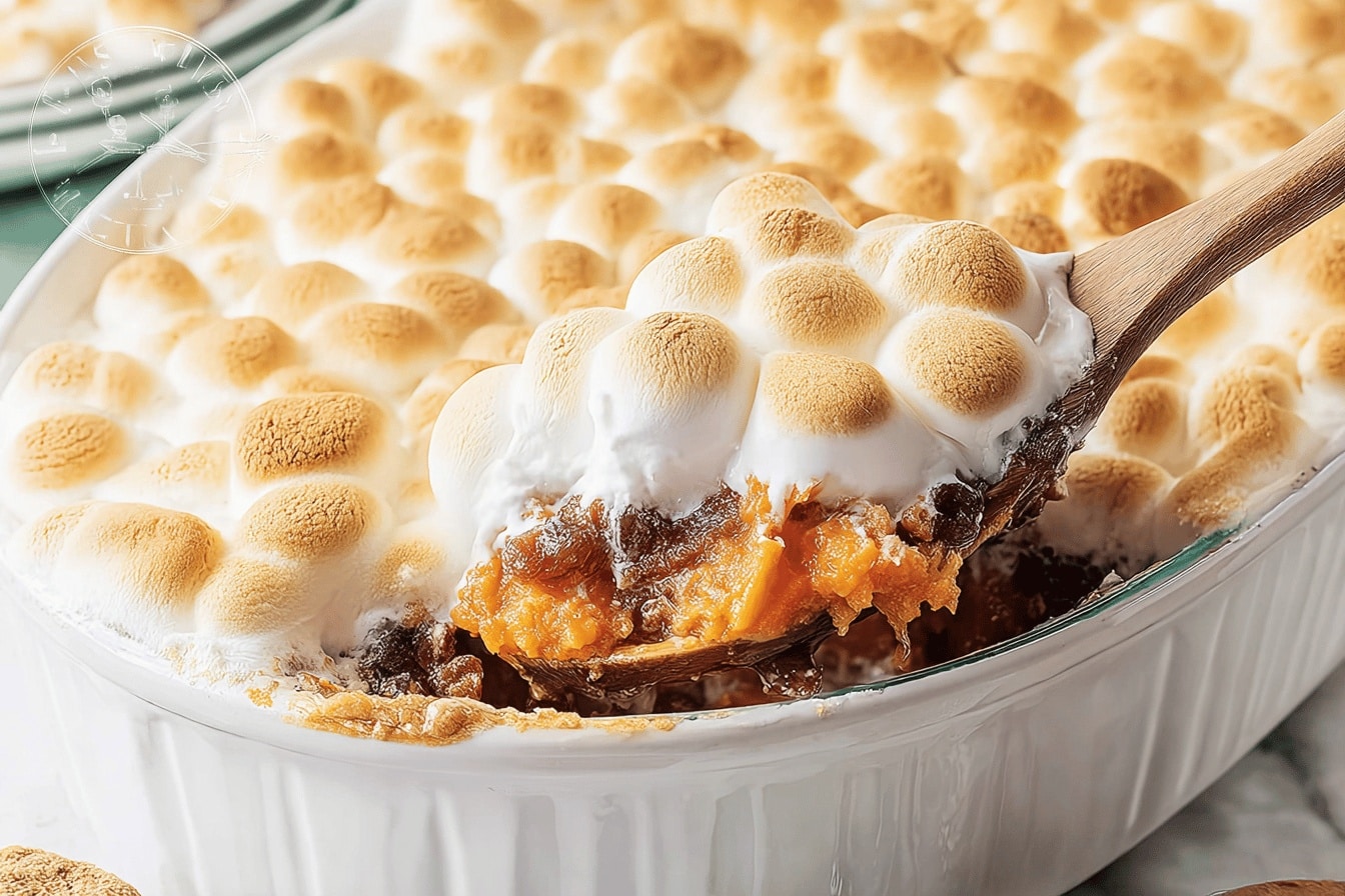 sweet potato casserole marshmallow side dish recipe photo