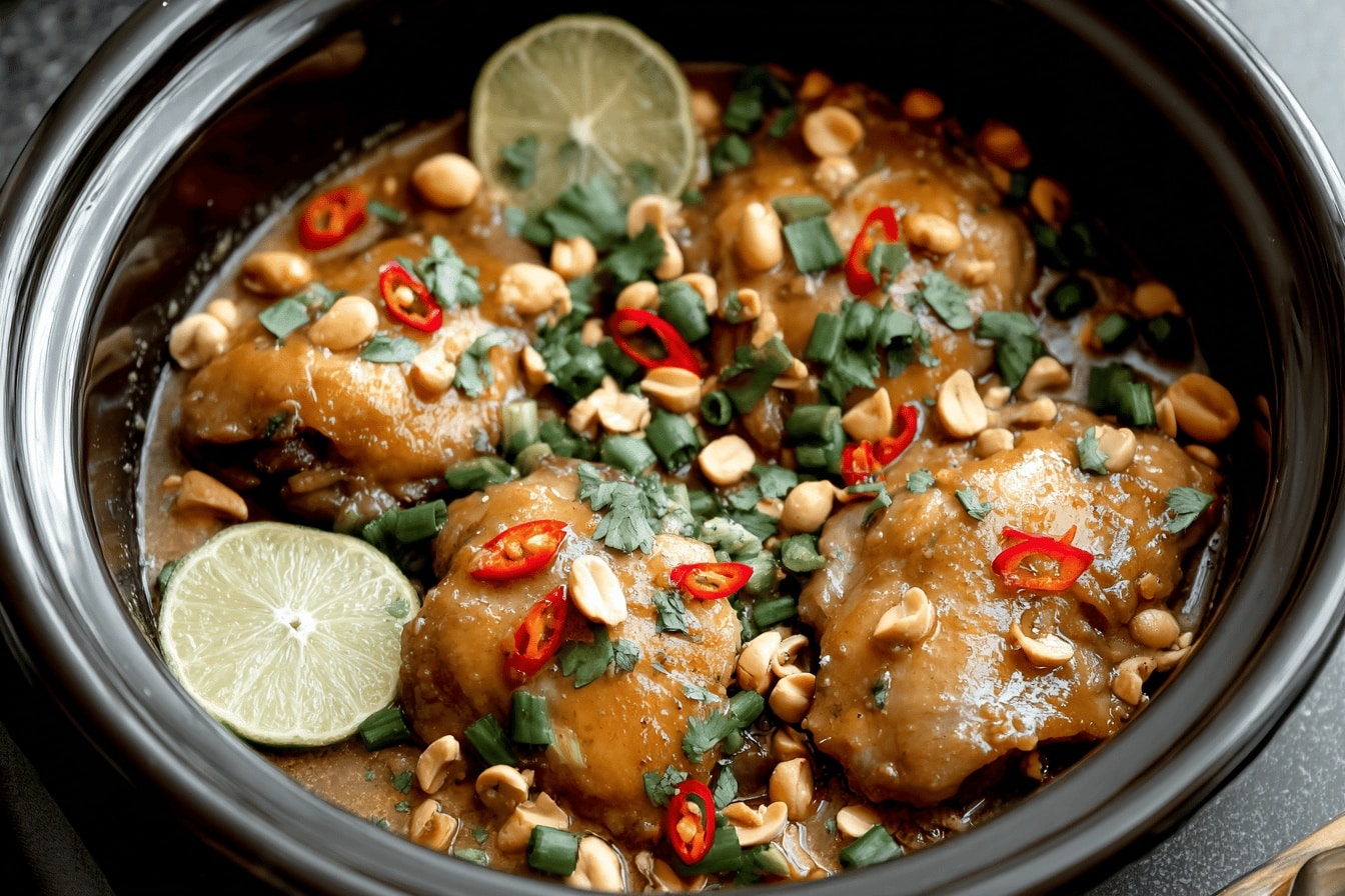 thai peanut chicken dinner recipe photo