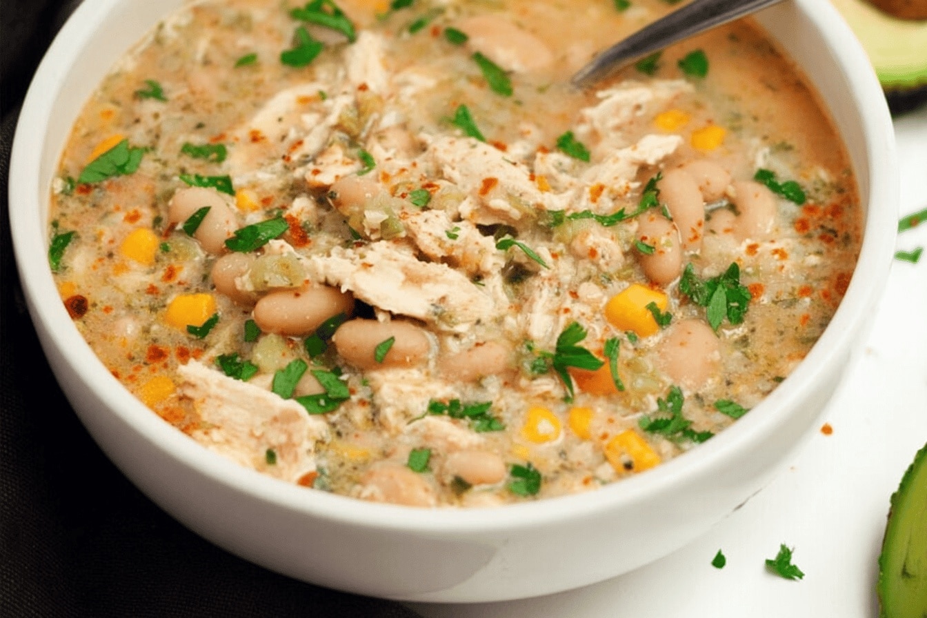 White bean turkey chili dinner recipe photo