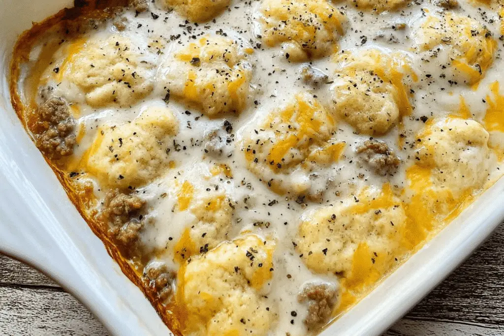 biscuit gravy casserole breakfast recipe photo