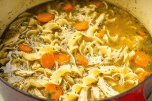 chicken noodle soup dinner recipe photo