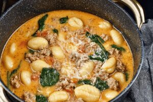 italian sausage gnocchi soup dinner recipe photo