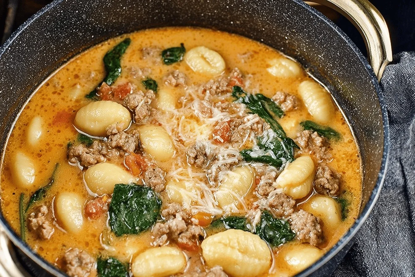 italian sausage gnocchi soup dinner recipe photo