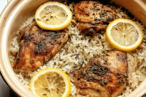 lemon herb chicken rice dinner recipe photo