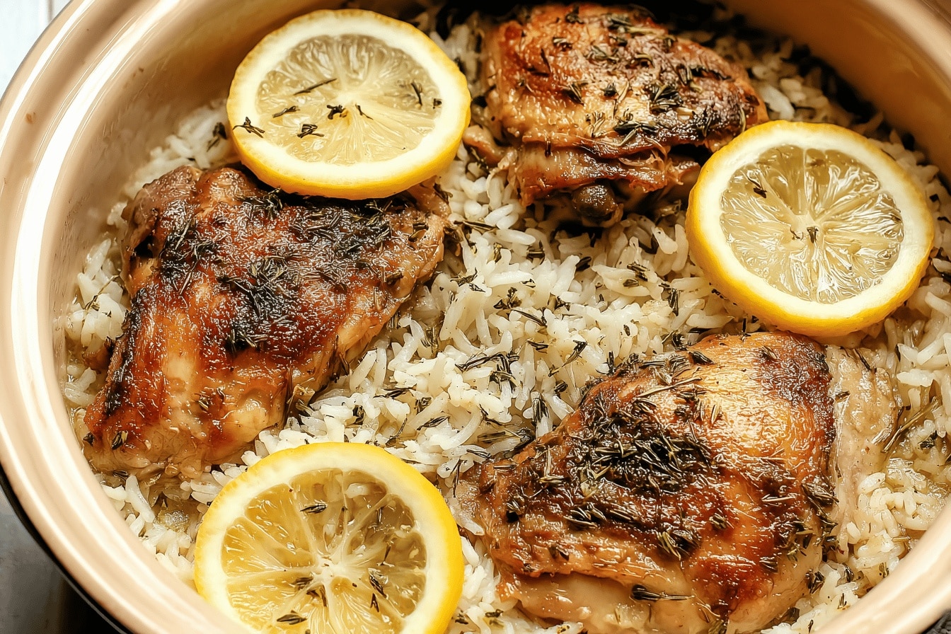 lemon herb chicken rice dinner recipe photo