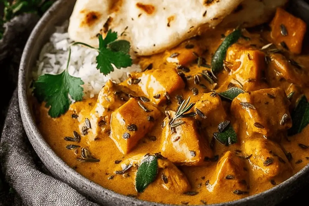 pumpkin butter chicken dinner recipe photo
