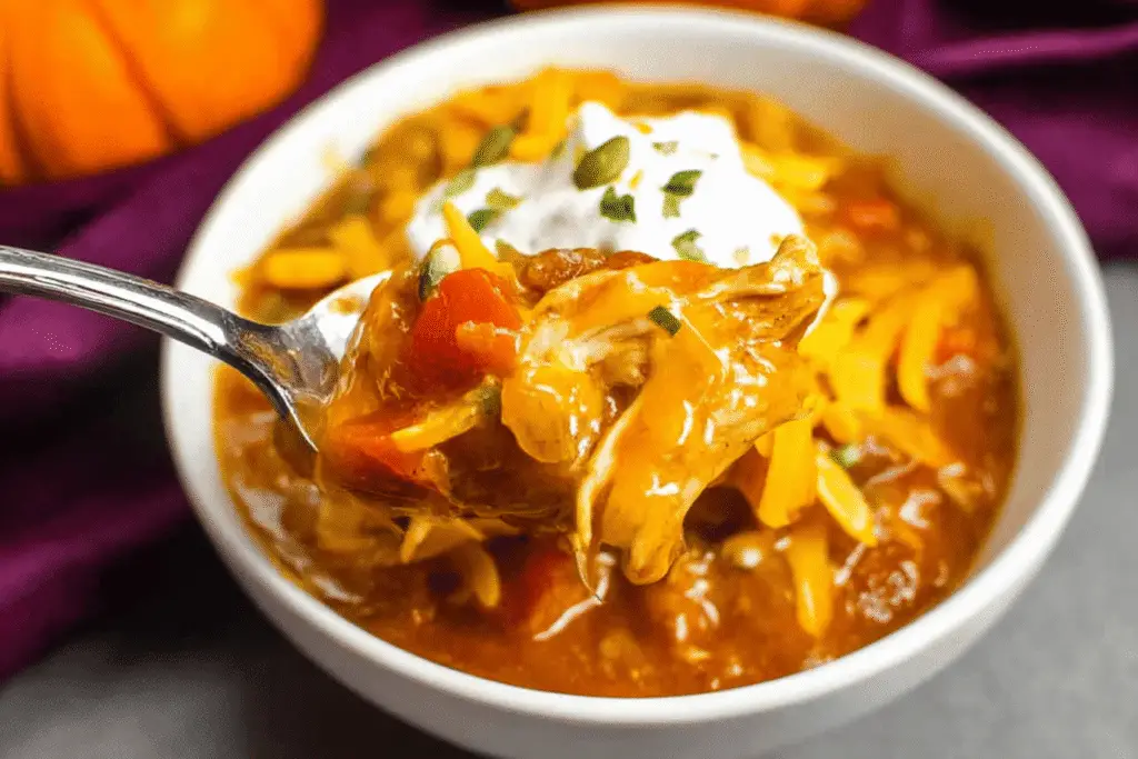 Pumpkin chicken chili dinner recipe photo