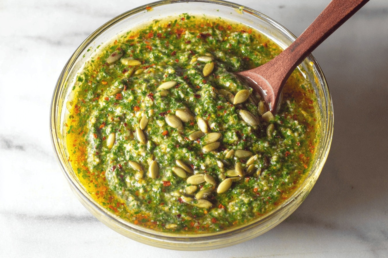 pumpkin seed pesto sauces dips spreads recipe photo