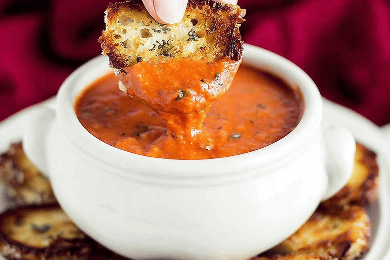 roasted tomato basil soup dinner recipe photo